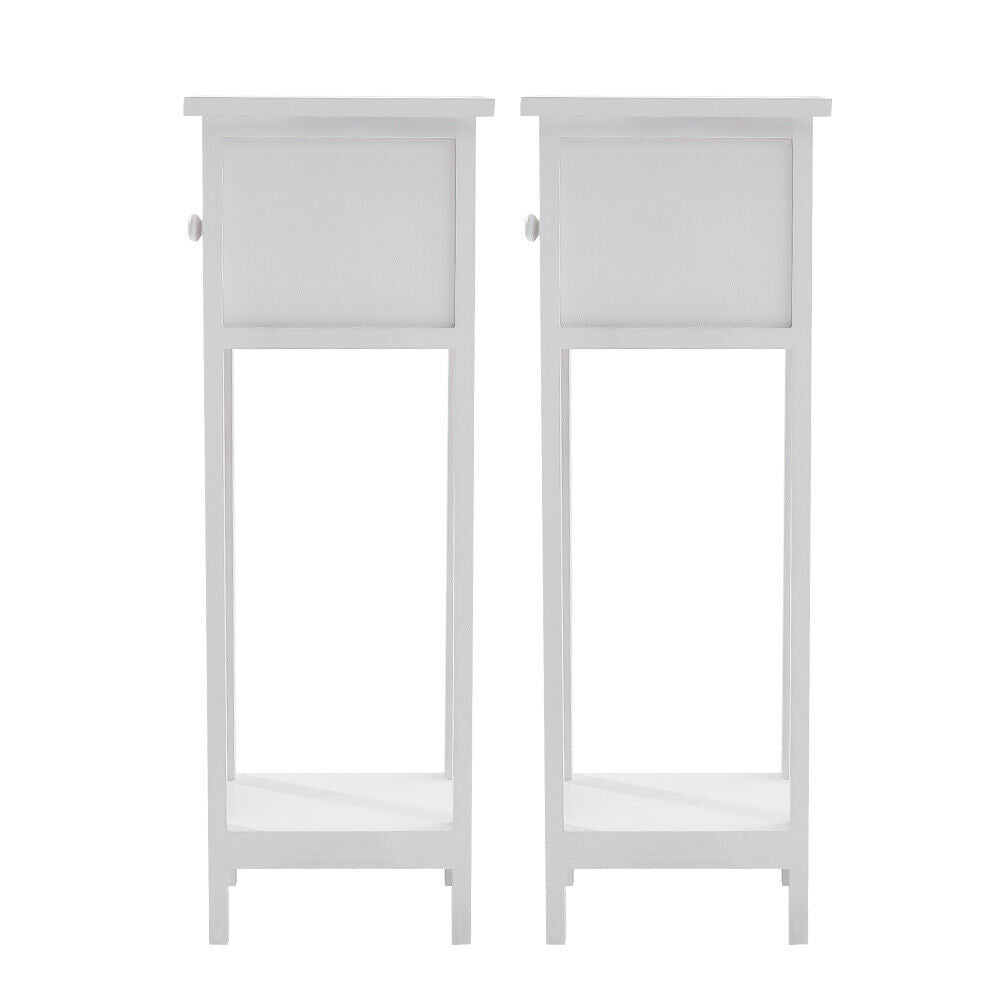 2x White Bedside Tables w/ Drawer Side Indoor Furniture Hallway Storage Bathroom