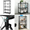 3/4/5 Tier Kitchen Storage Shelf Foldable with Wheels Living Room Organizer Rack