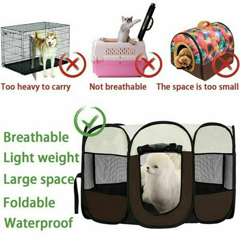 Large Fabric Dog Crate Cat Cage Pet Travel Carrier Puppy Play Pen Foldable Tent