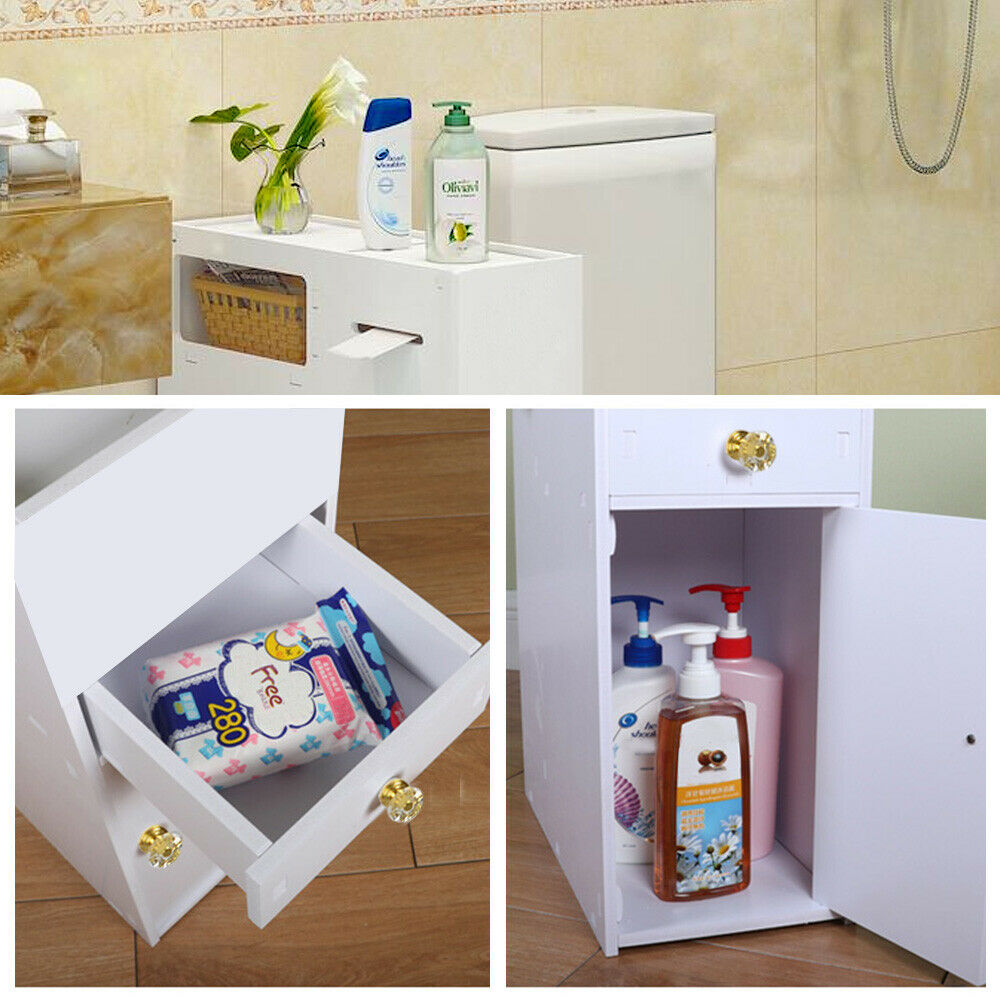Bathroom Toilet Slim Floor Cabinet Narrow Storage Cupboard with Drawers