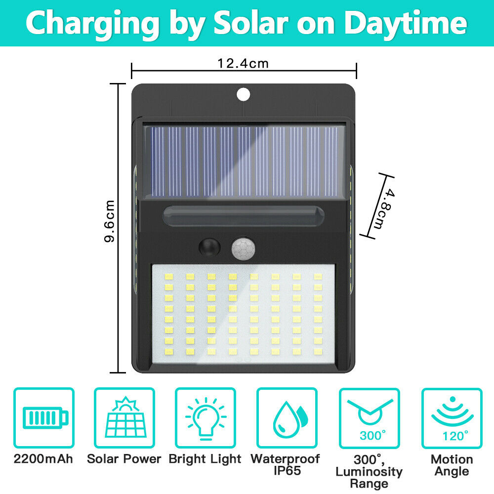 288 LED Solar Powered Light Outdoor PIR Motion Sensor Wall Security Garden Lamp