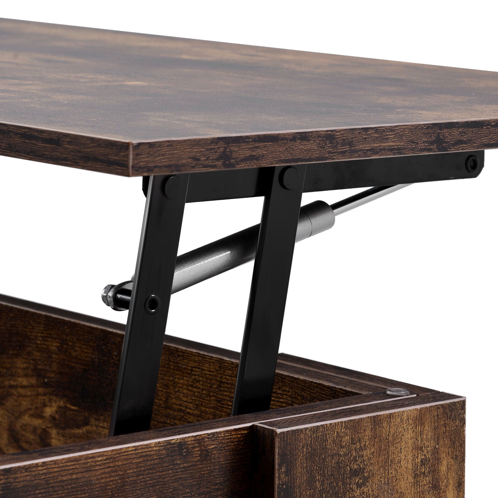 2 Tier Coffee Table With Lift Up Top Wood Living Room Sofa Table Storage Shelf