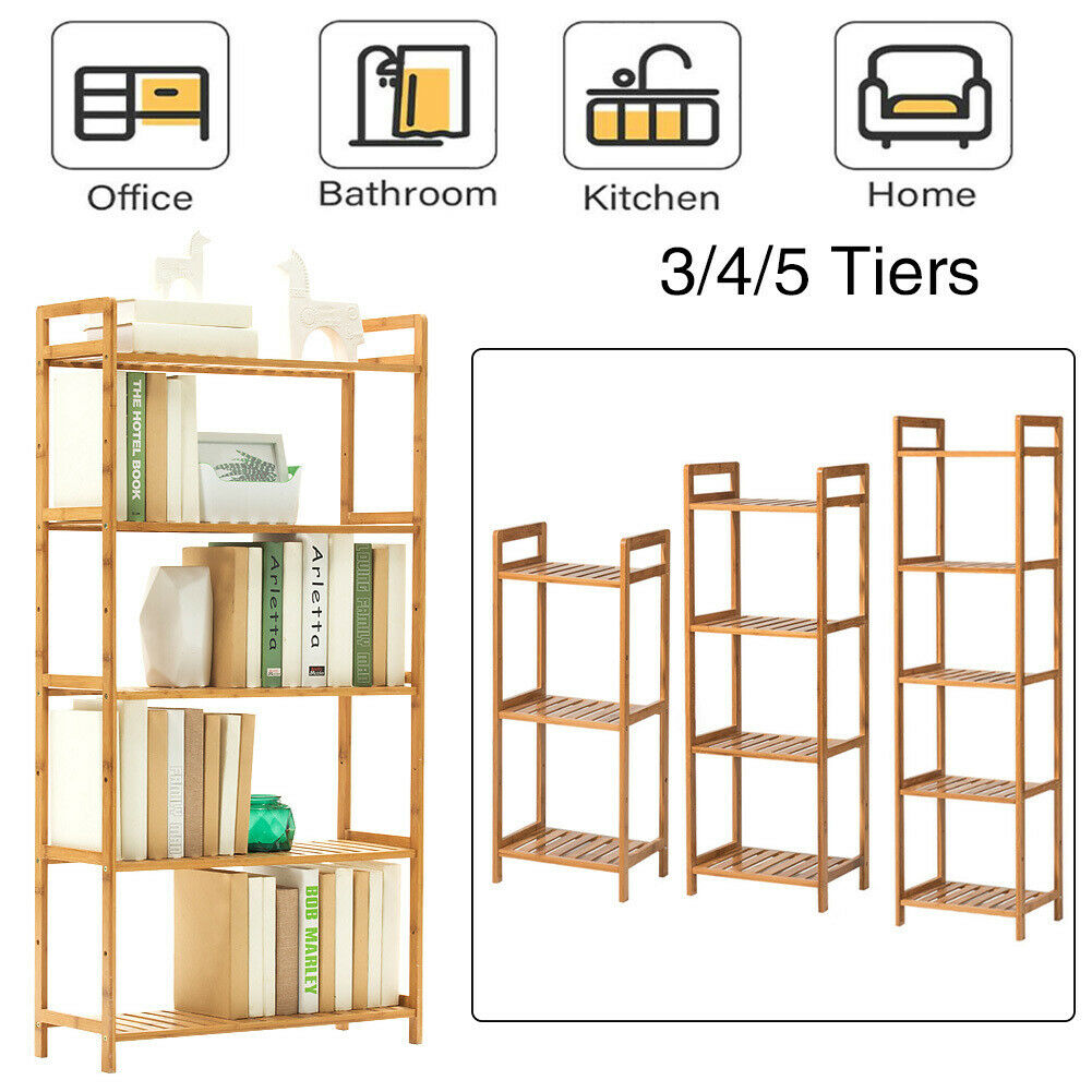 3/4/5Tier Wooden Organizer Bookcase Bookshelf Shelving Storage Rack Corner Shelf