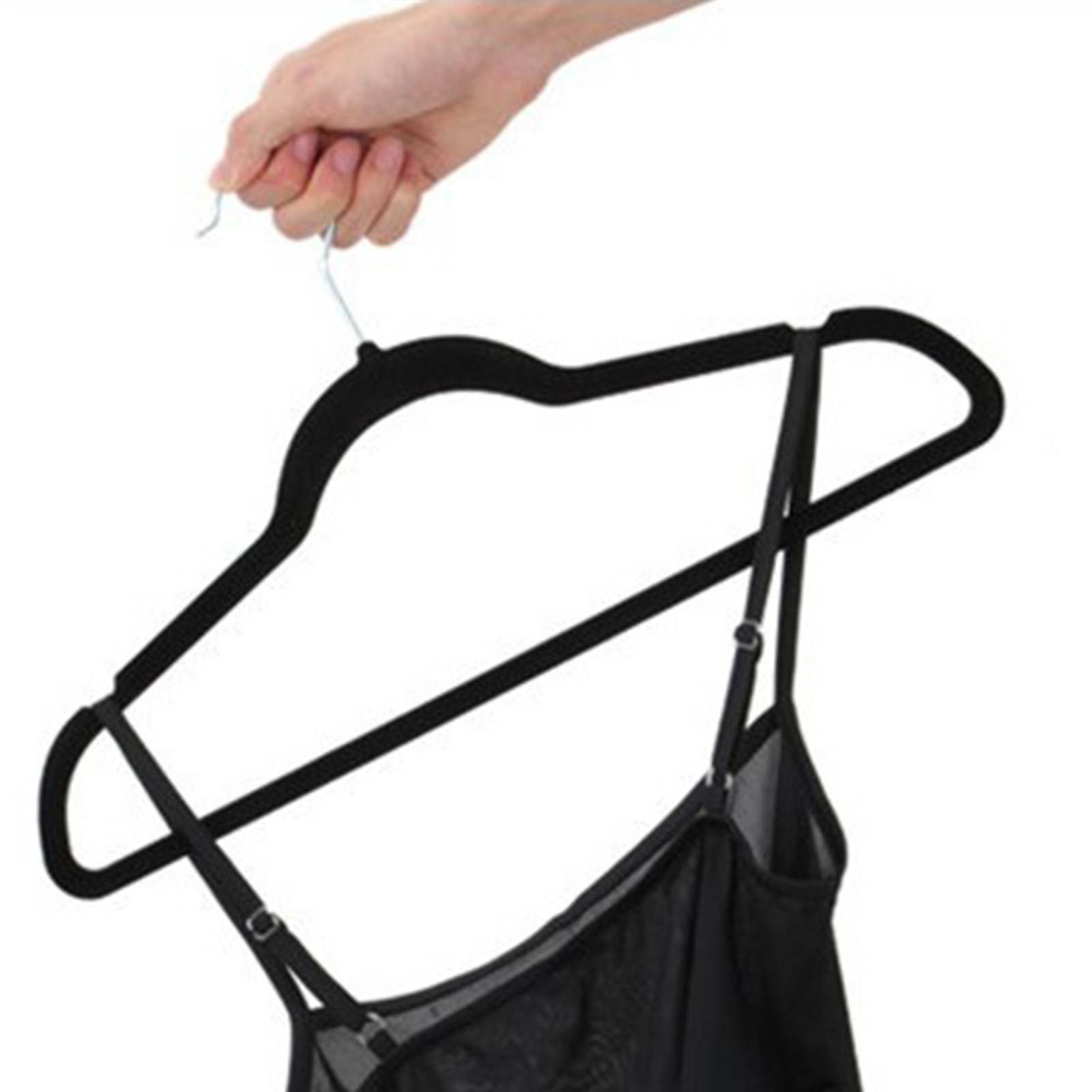 100× Strong Non Slip Velvet Flocked Clothes Hangers Curved Dresses Coat Hanging