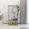 2 in 1 Garment Rail Wooden Clothes Rack Stand Shoes Rack With Coat Hat Side Hook