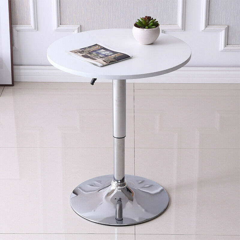 Bar Table Side Breakfast Table Adjustable Chrome 360 Swivel Bistro Black/White