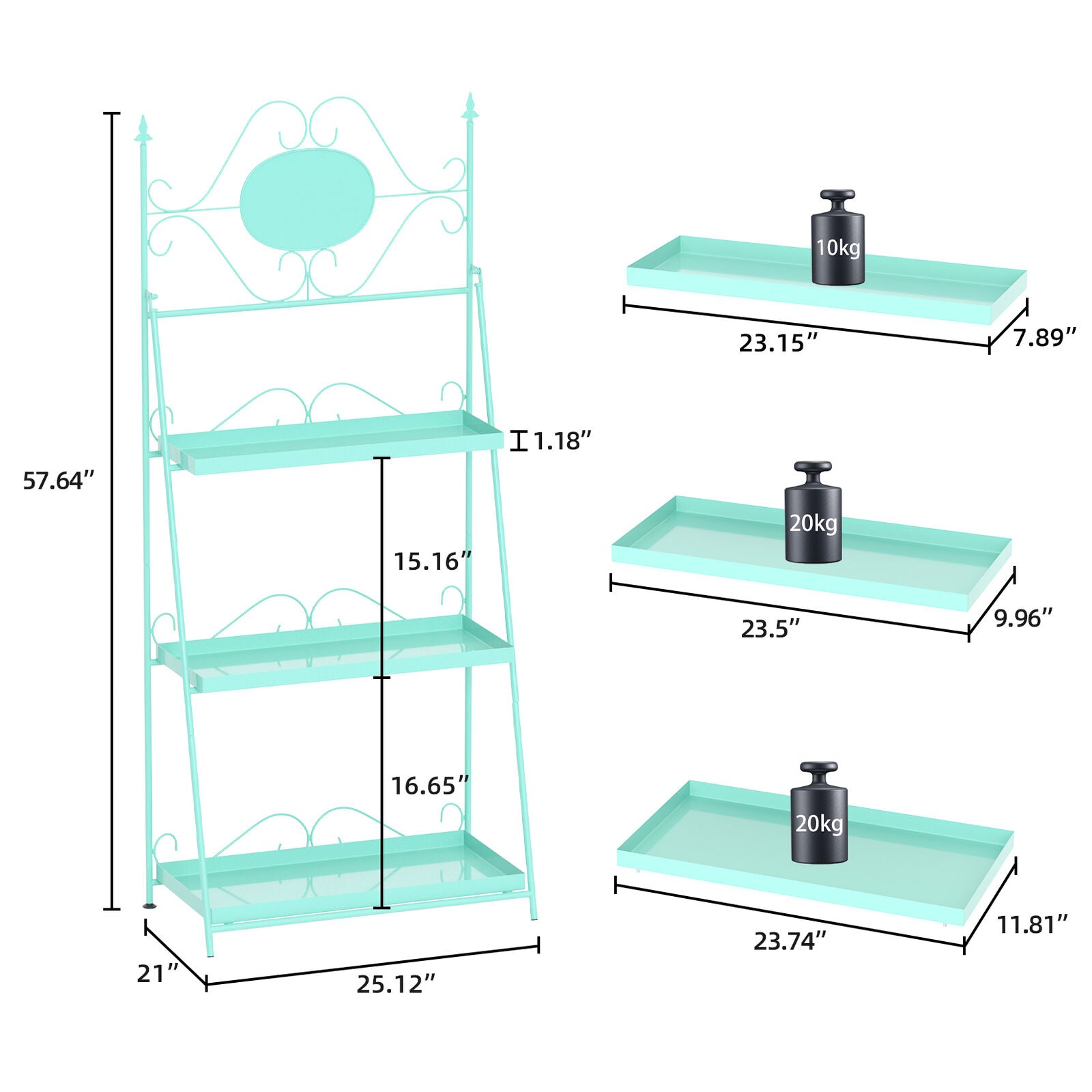 3 Tier Storage Rack Bookcase Display Plant Stand Shelf Metal Ladder Tray Shelves
