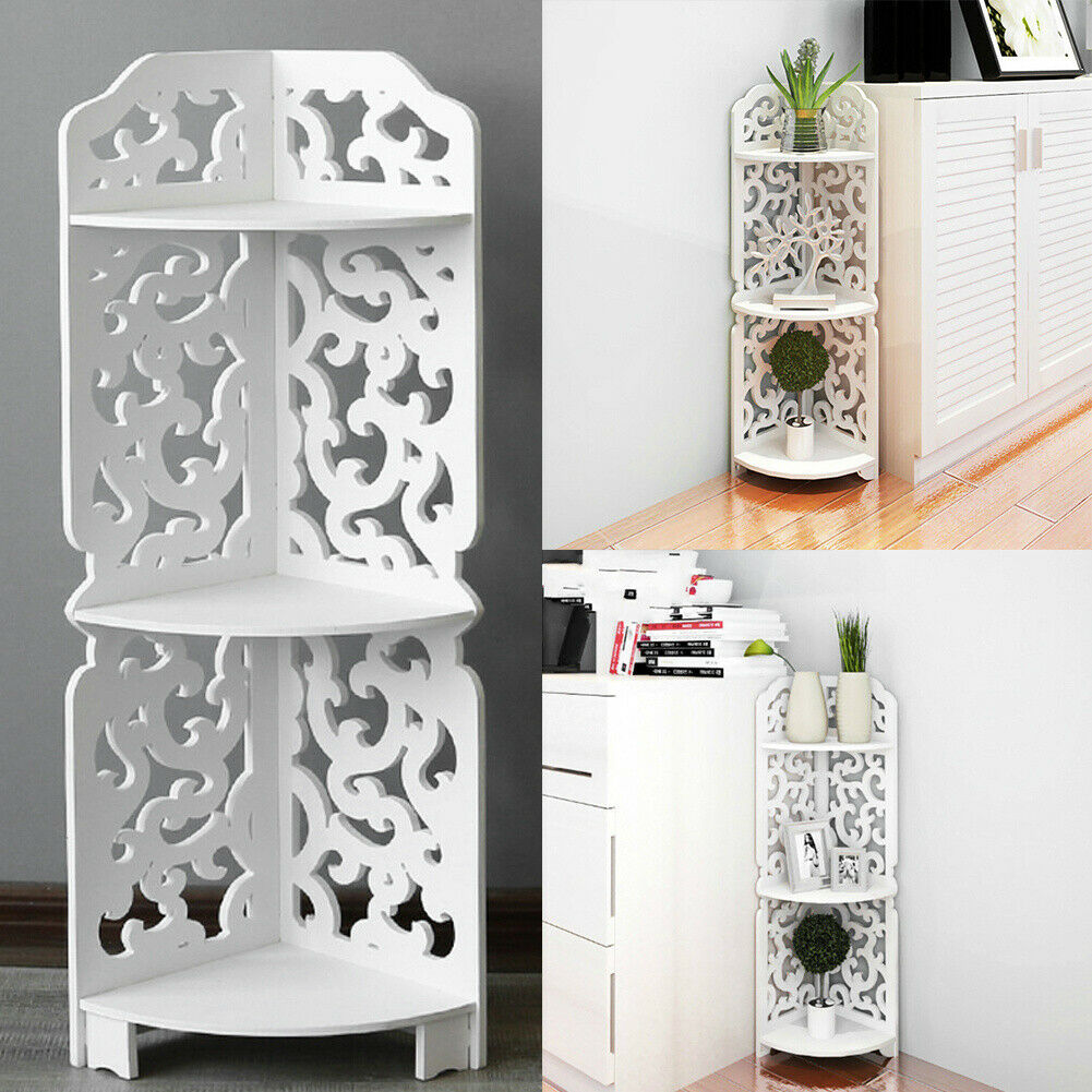 3 Tier Plant Stand Flower Pot Display Hollow Shelf Indoor Corner Storage Rack UK