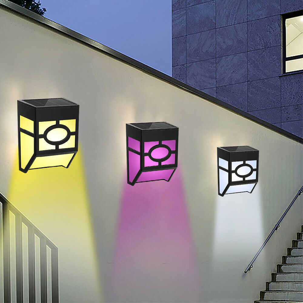 8x Super Bright LED Solar Powered Wall Lights Door Fence Outdoor Garden Lighting