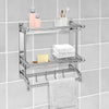 Double-Chrome Towel Rail Holder Stainless Steel Wall Mounted Bathroom Rack Shelf
