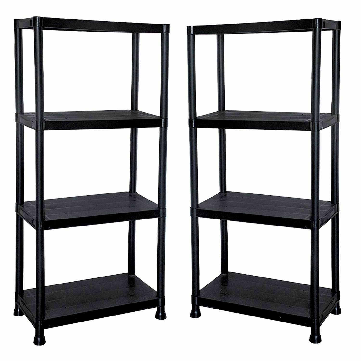 4/5 TIER PLASTIC SHELVING UNIT STORAGE RACKING SHELVES GARAGE WAREHOUSE SHED