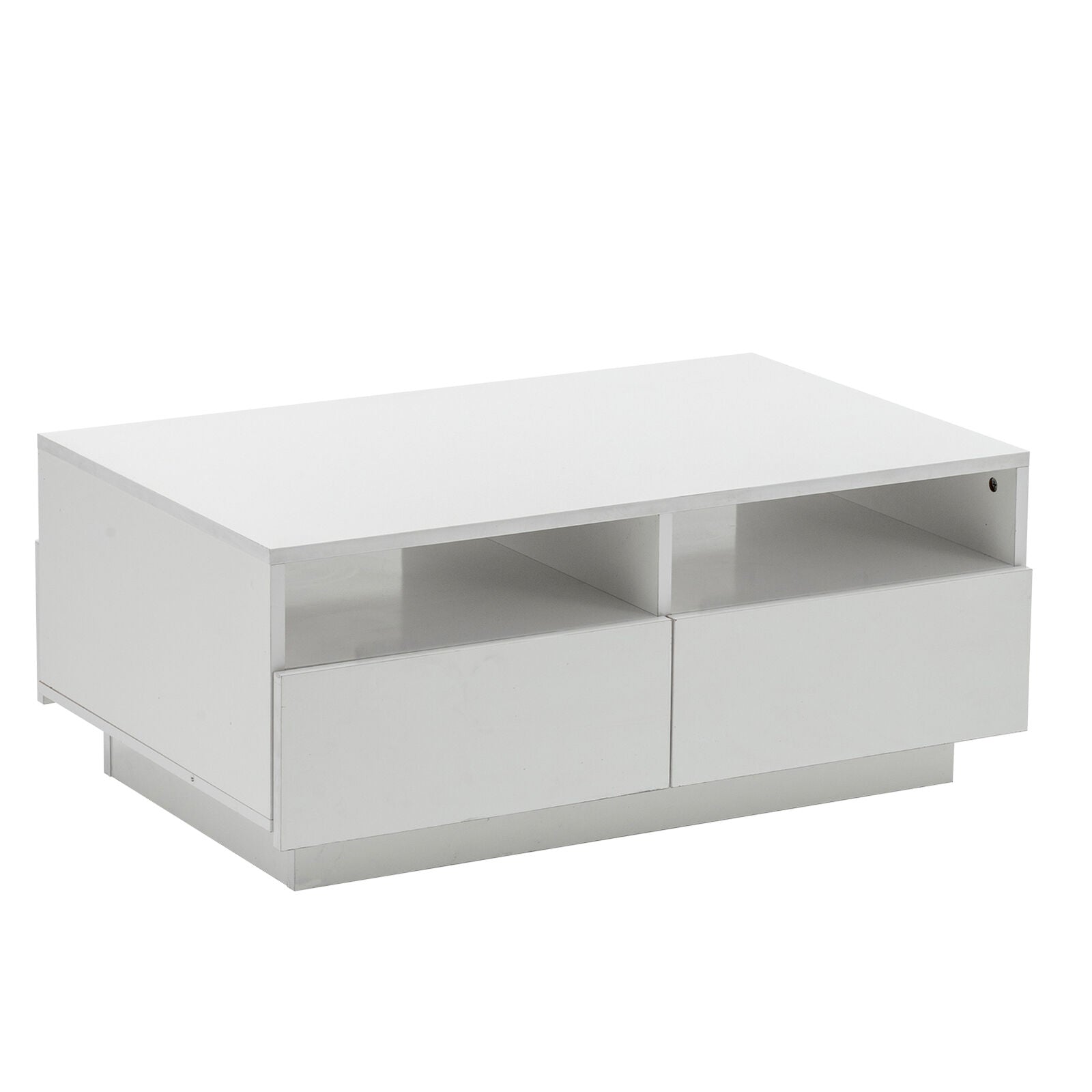 LED Light High Gloss Coffee Table Storage Shelf and 4 Drawers Home Living Room