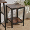 Industrial Bedside Table 2 Tier Rustic Wood Metal Side End Table Shelf Stand