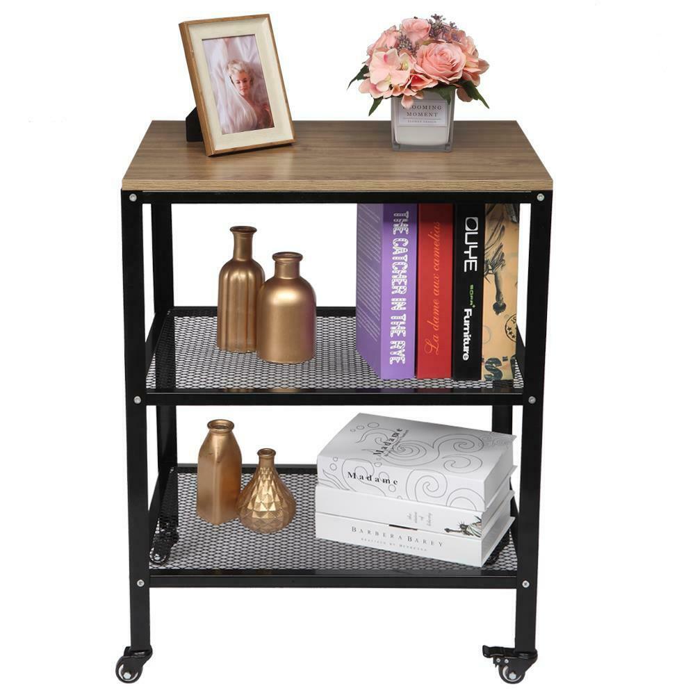 3 Tier Trolly Basket Rack Storage Kitchen Cart with Wheels Sturdy Structure UK