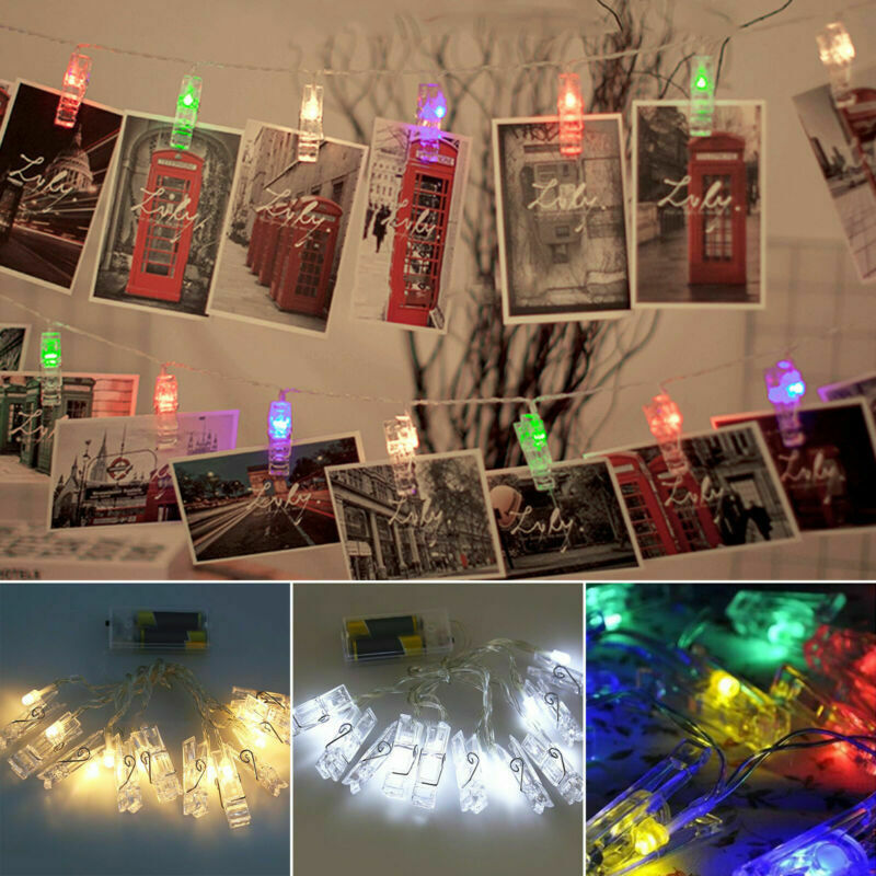 30 LED Hanging Picture Photo Peg Clip Fairy String Lights Party Bedroom Decor