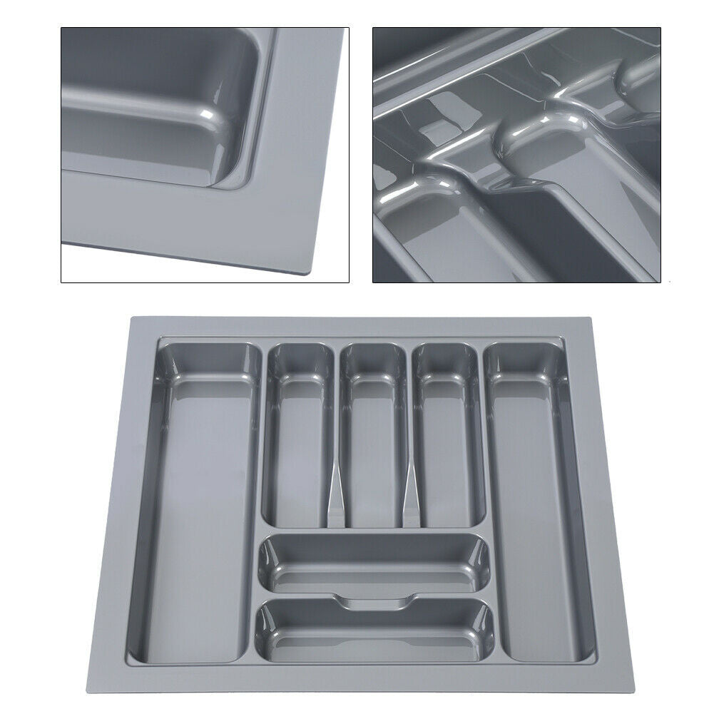 CUTLERY TRAY INSERT KITCHEN DRAWER QUALITY ABS BOX ORGANISER STORAGE GREY
