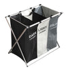 3 Compartments Laundry Clothes Basket Wash Hamper Bin Folding Dirty Storage Bag