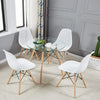 Round Dining Table, Scandinavian Glass Top Kitchen Table with Solid Beech Legs