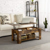 2 Tier Coffee Table With Lift Up Top Wood Living Room Sofa Table Storage Shelf