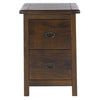 Dark Wood Bedside Cabinet Solid Pine 2 Drawer Side Table Nightstand Metal Handle