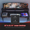 Gaming Computer Desk Writing Table w/ Headphone Hook Curved Front