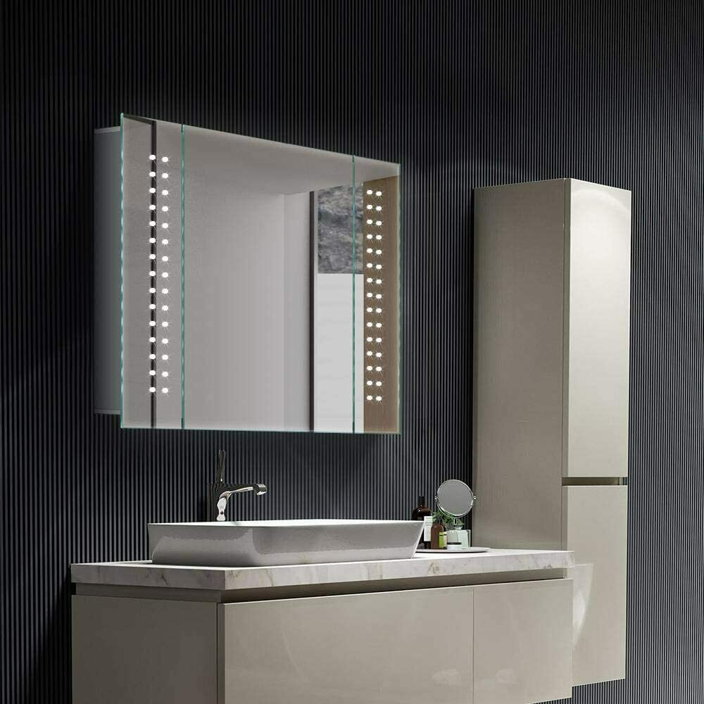 LED Bathroom Mirror Cabinet Lights Illuminated with Demister Shaver Socket Touch