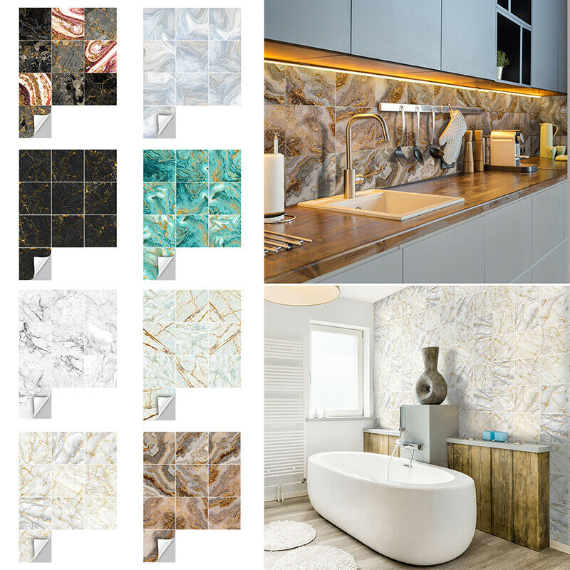 10-90X Mosaic Wall Tile Sticker Bathroom Kitchen Home Decal Decor Self Adhesive