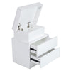 White LED Light Bedside Table Nightstand Cabinet High Gloss 2 Drawers Flip Cover
