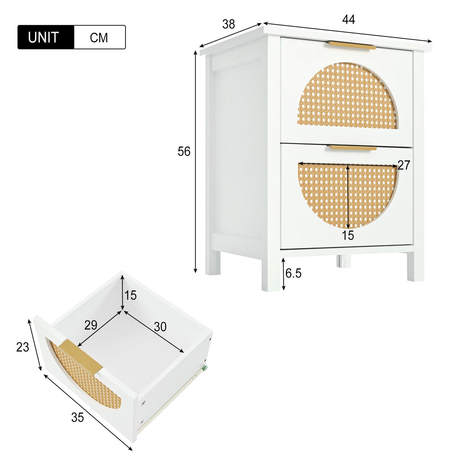 2 Drawer Wooden Bedside Tables Set of 2 Cabinet Bedroom Storage Nightstand White