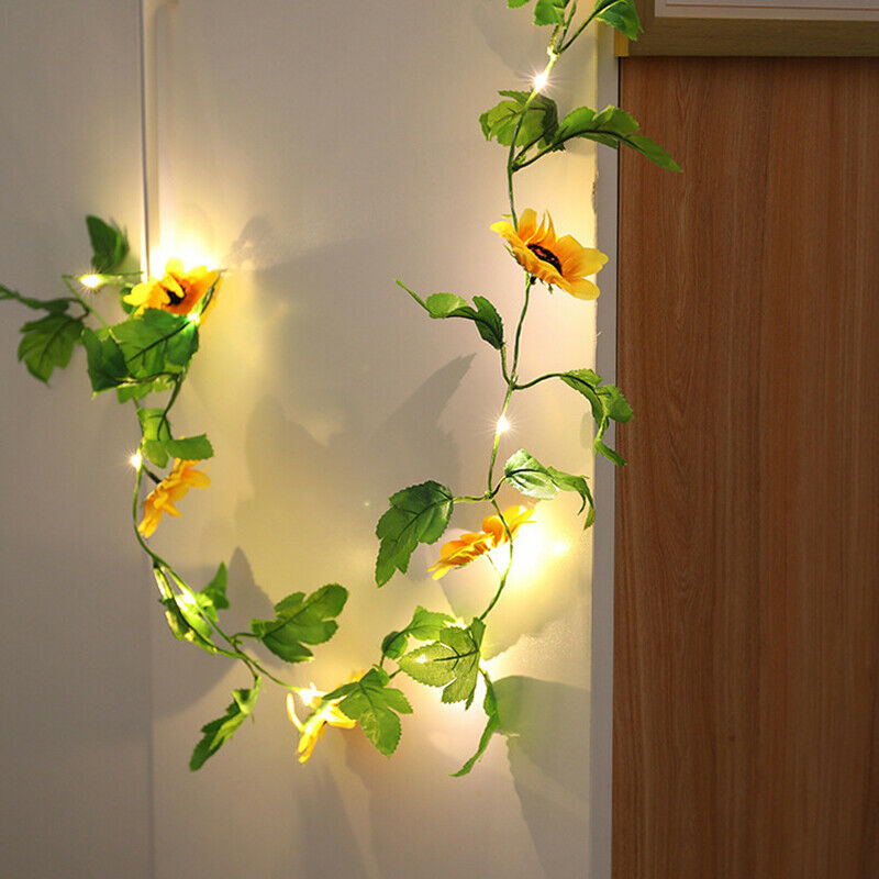 2m 20LED Artificial Sunflower String Light Fairy Lights Home Party Warm Decor