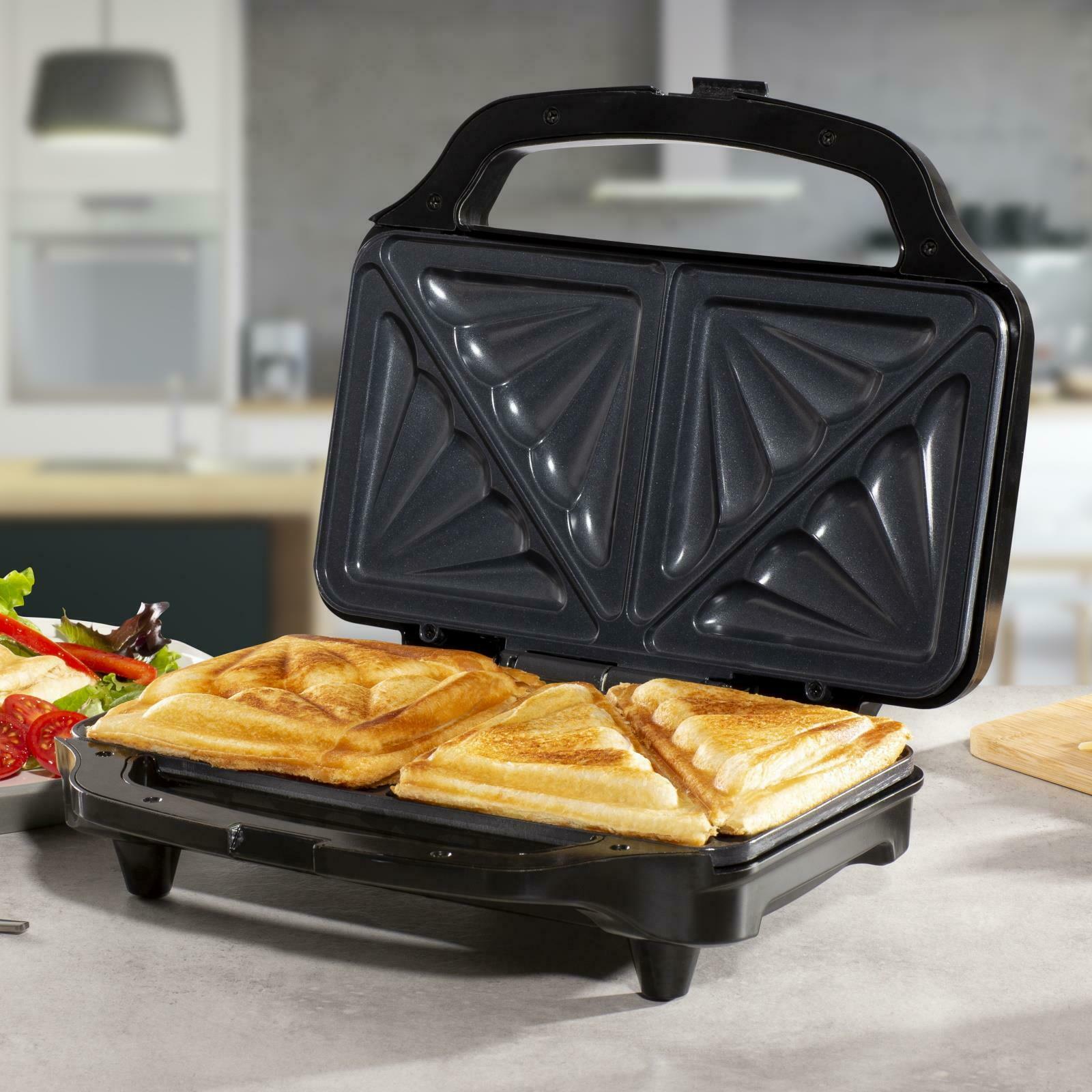 Deep Fill 900W Sandwich Toaster Toastie Maker Non Stick Stainless Steel Pan