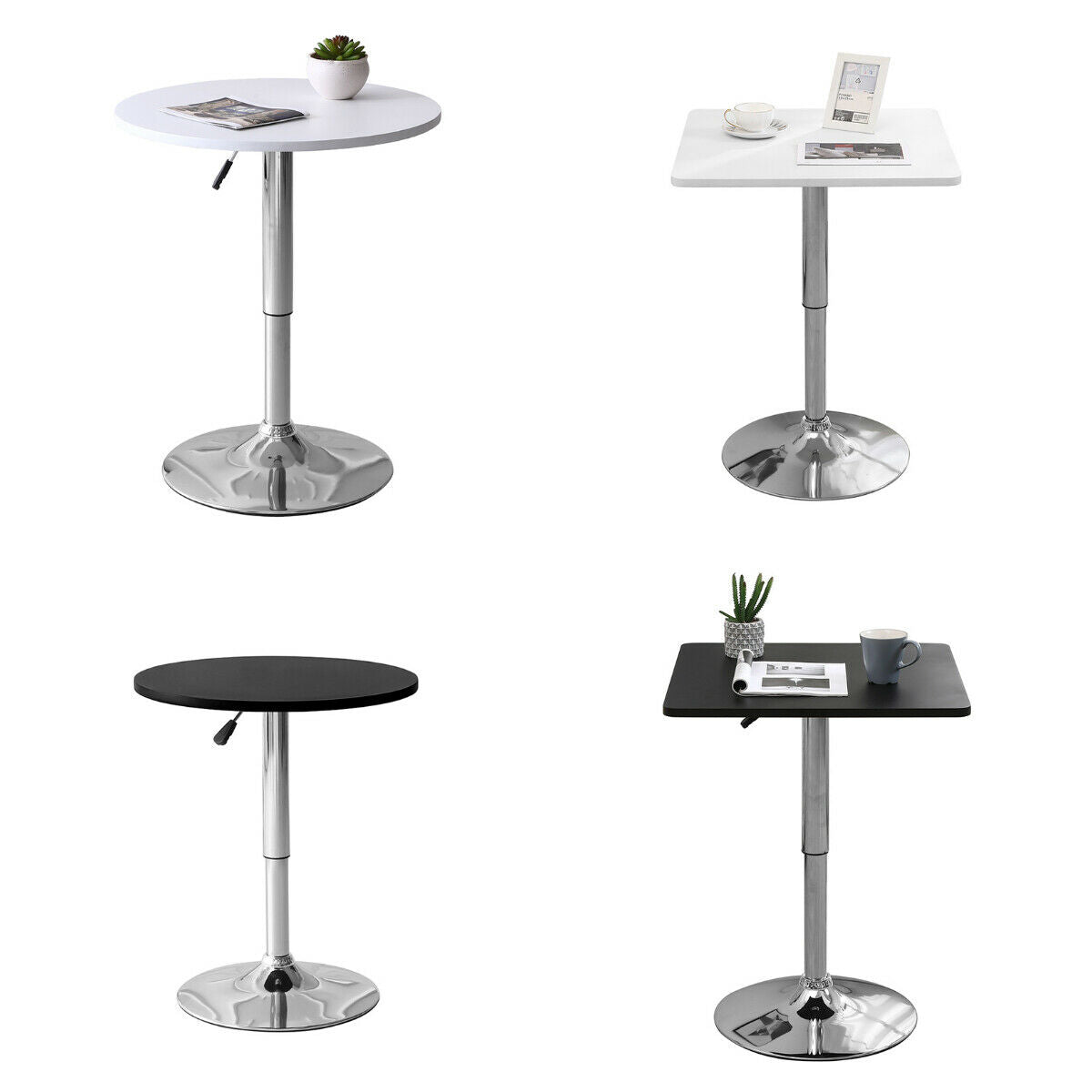 Bar Table Sofa Side Table Chrome Base Dining Breakfast Table Adjustable Kitchen