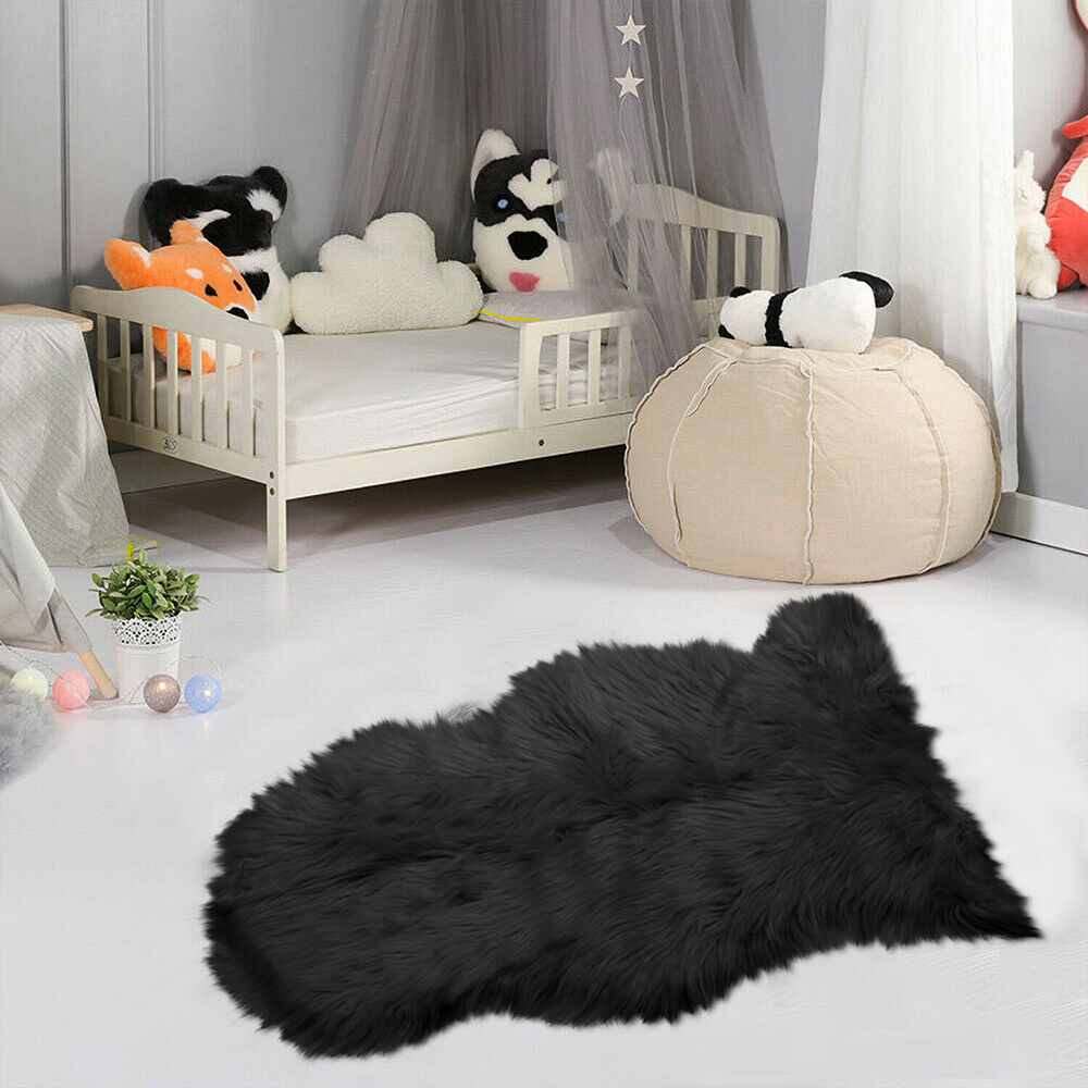 Fluffy Faux Fur Sheepskin Rug Large Hairy Carpet Bedroom Rugs Pad Soft Pile Rug