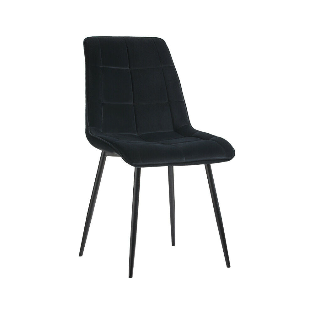 2× Modern Kitchen Dining Chairs Velvet Padded Seat Office Living Room Chair Set