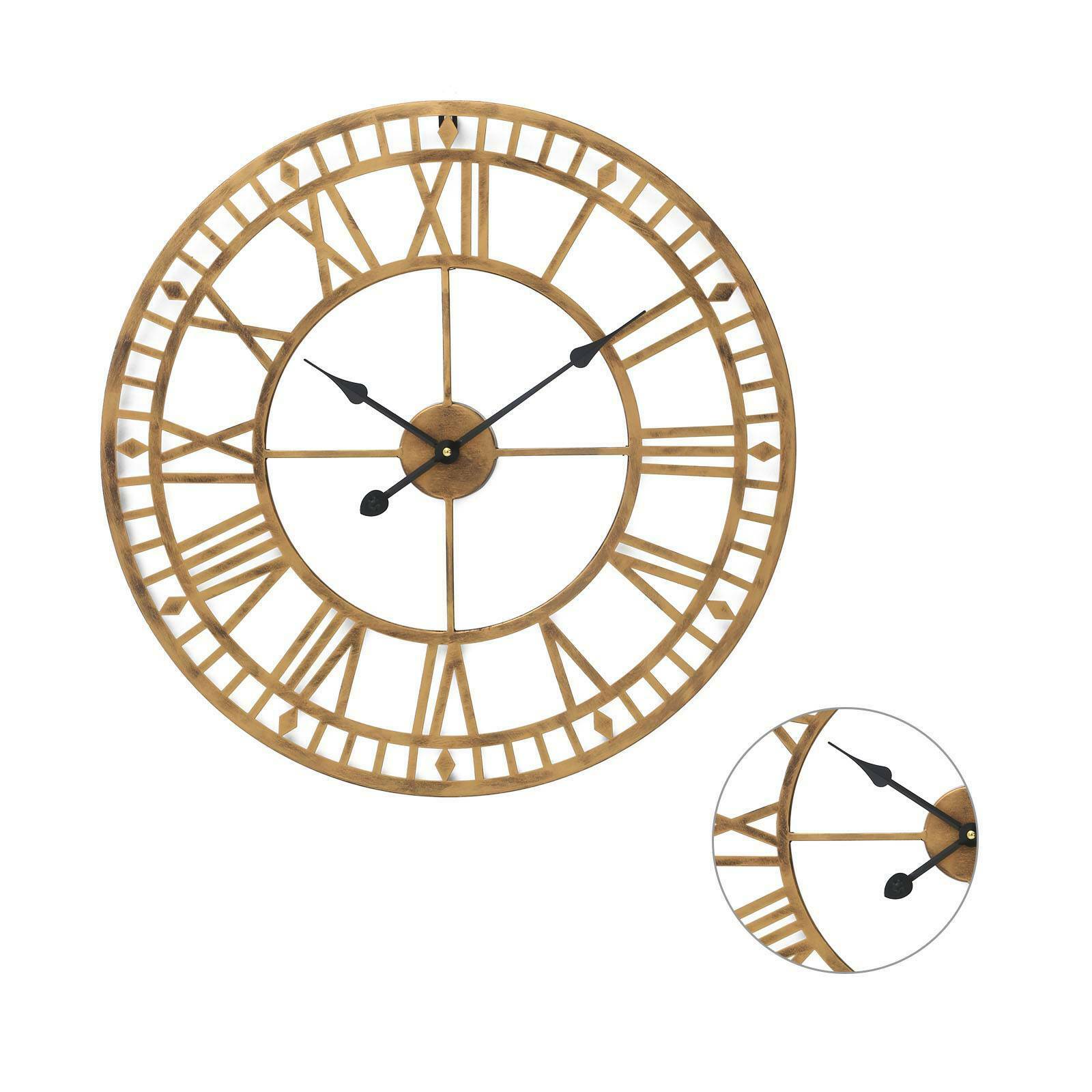 60cm Big Roman Numerals Giant Open Face Metal Large Outdoor Garden Wall Clock