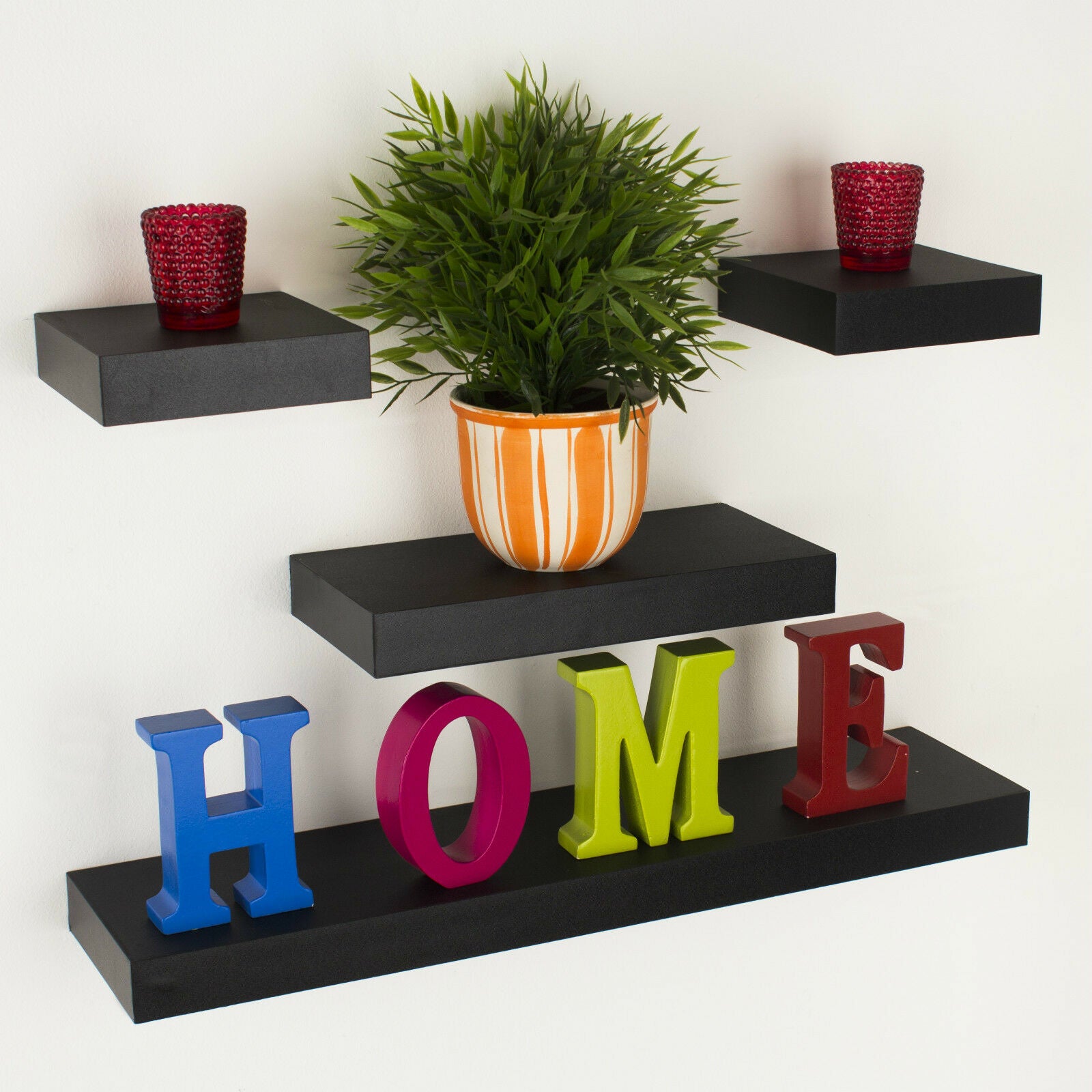 Floating Wall Shelf Wood Effect Shelving Shelves Unit Kit Display Home Office