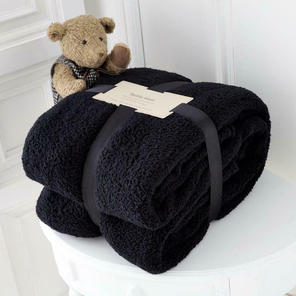 LUXURY TEDDY FLEECE POPCORN THROW OVER FOR SOFA BED BLANKET TRAVEL WARM & COSY