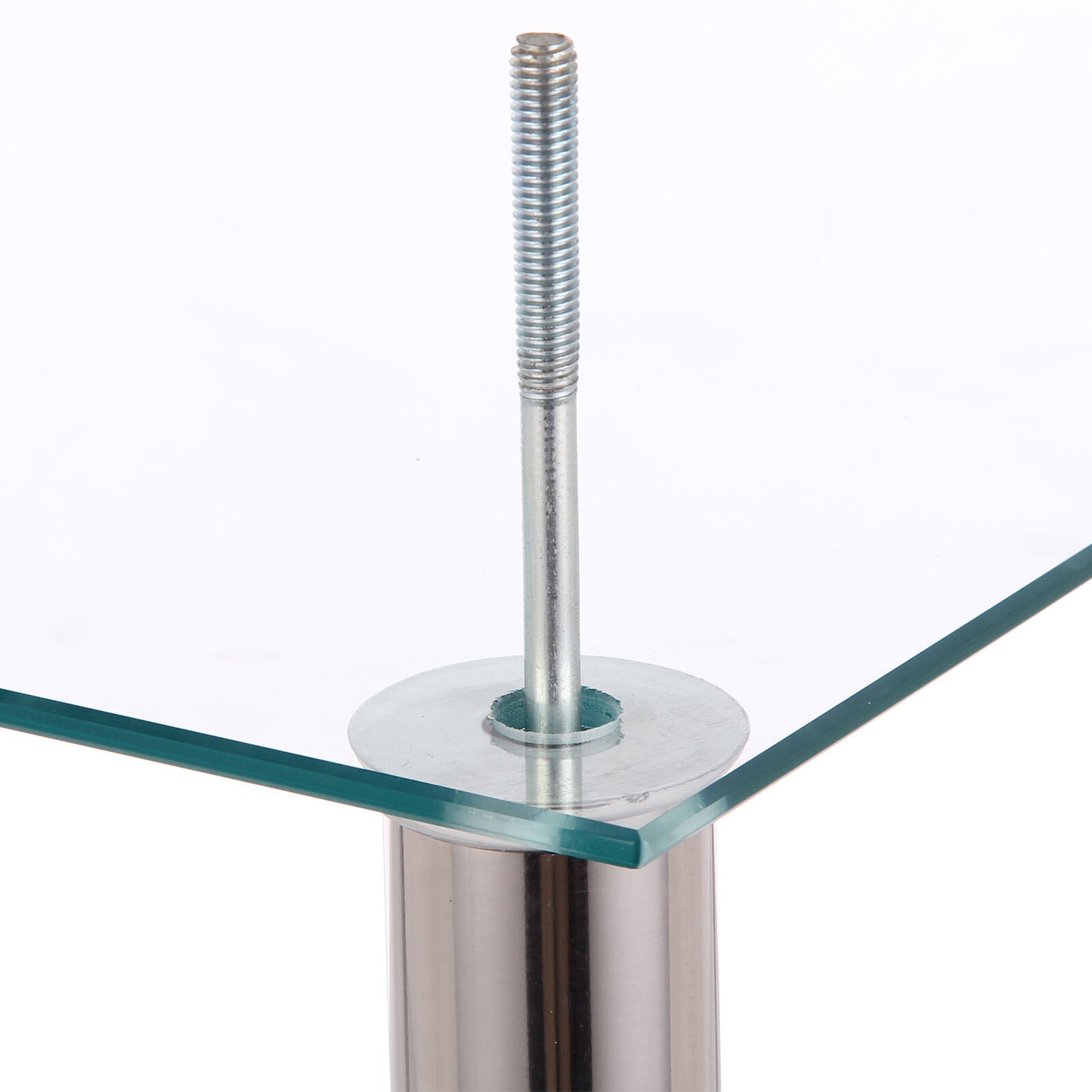 Clear 2 Tiers Glass Stainless Steel Small Display Stand Side Lamp Coffee Table