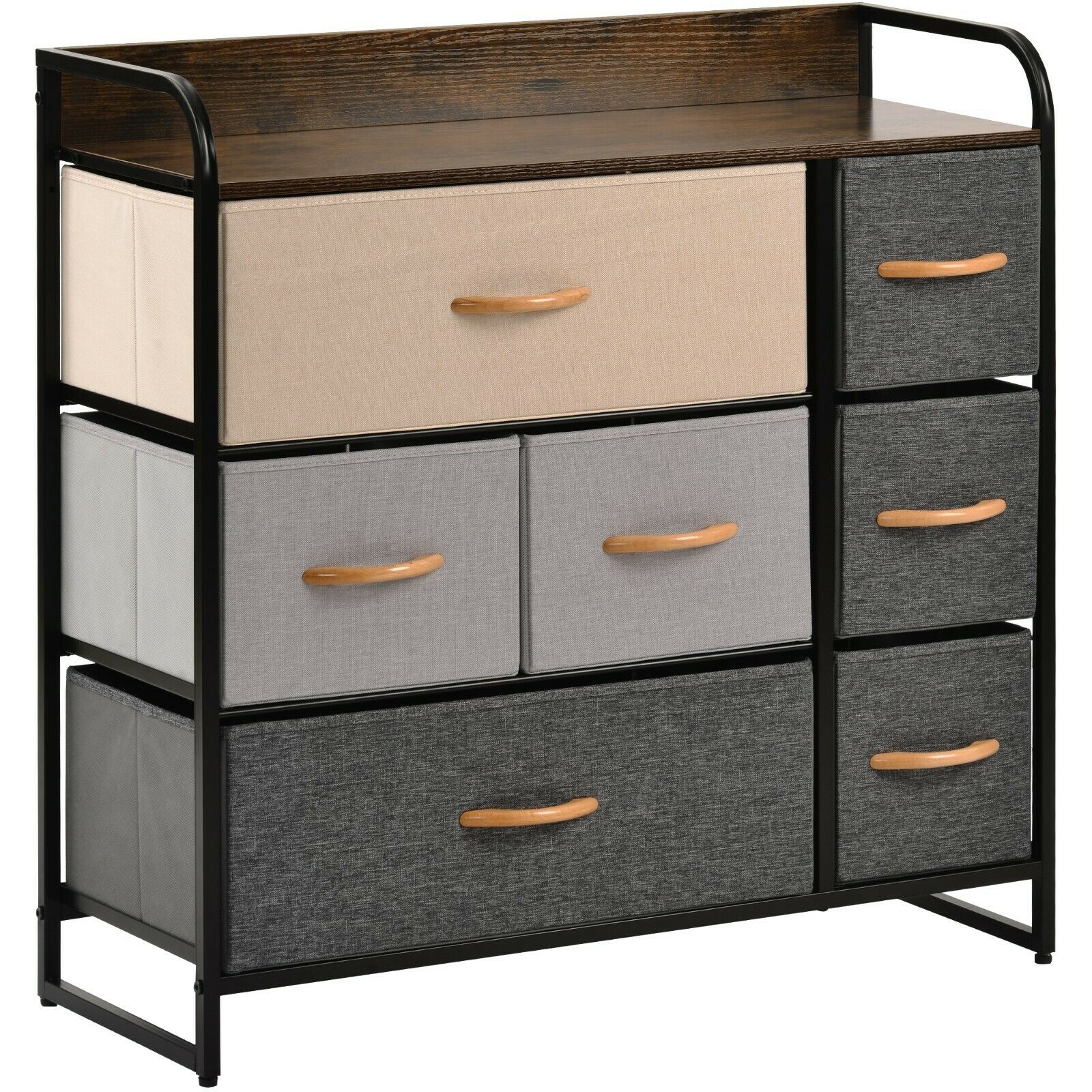 Bedside Cabinet Storage Unit Chest Of 7 Drawers Steel Frame Non-woven fabric