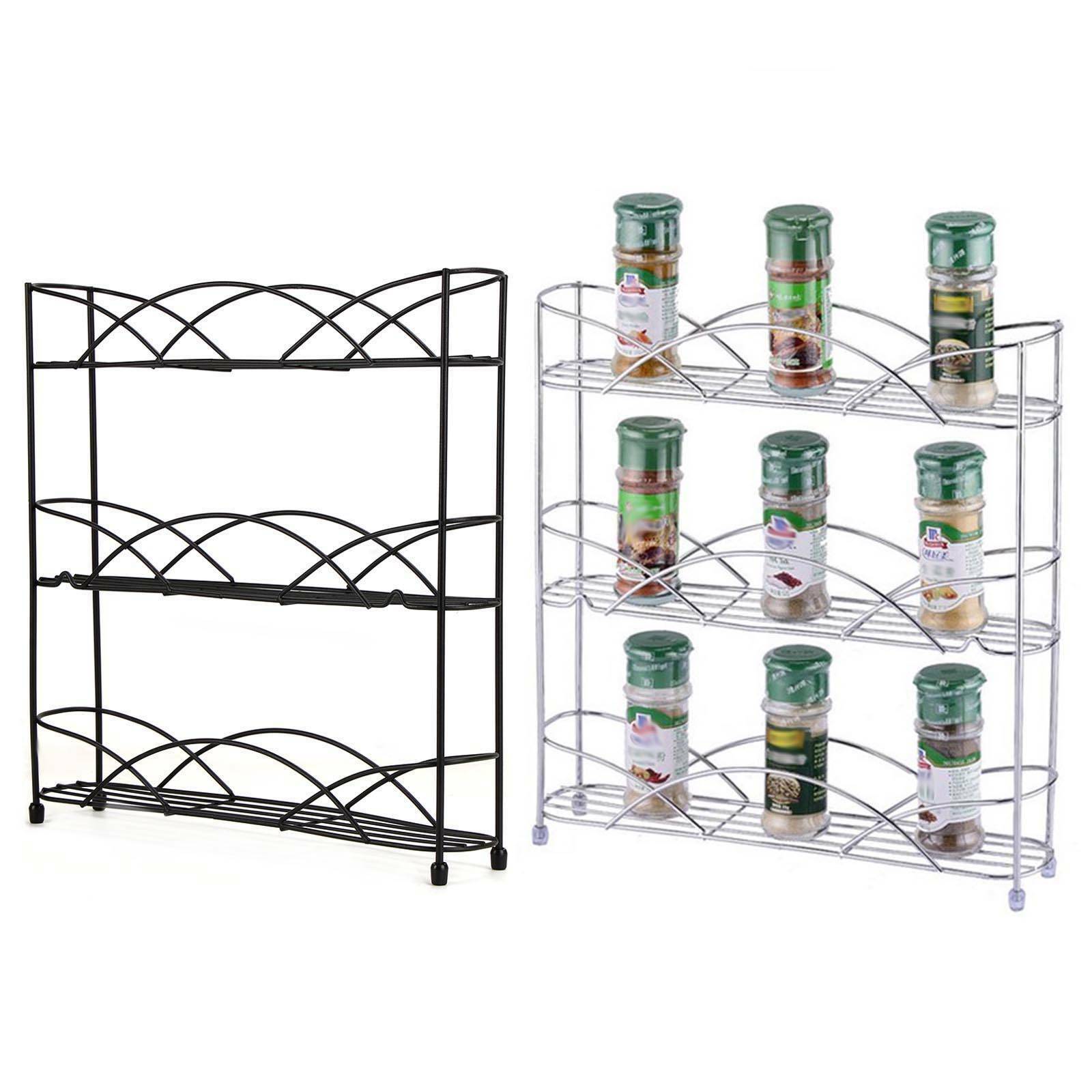 3 TIER WALL MOUNTED/FREE STANDING SPICE RACK HERB HOLDER 21 JARS KITCHEN STORAGE