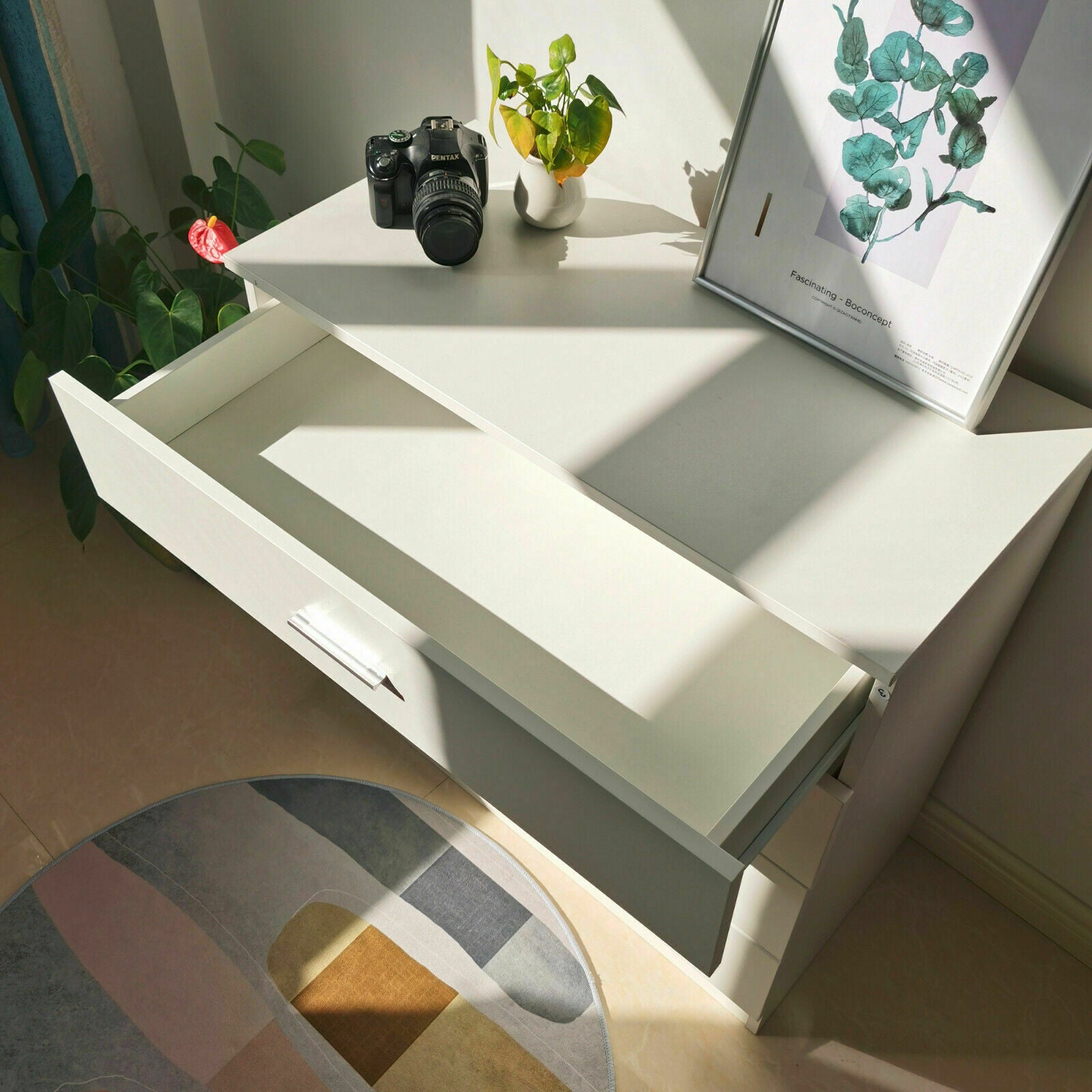 Modern White Chest of Drawer Bedside Table Cabinet 4 Drawer Bedroom Furniture