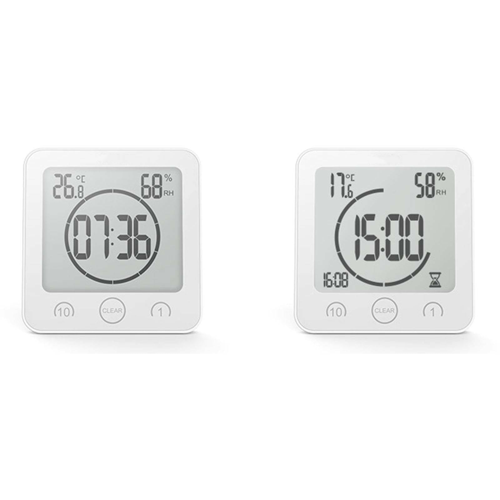 Bathroom Waterproof Digital Shower Clock Timer Alarm Temperature Meter Humidity