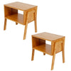 2 X Bedside Table Cabinet Side End Nightstand Storage Bedroom Furniture Bamboo
