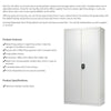 180cm Office Storage Lockable Cupboard Filing Cabinet Steel Metal Light Grey Key