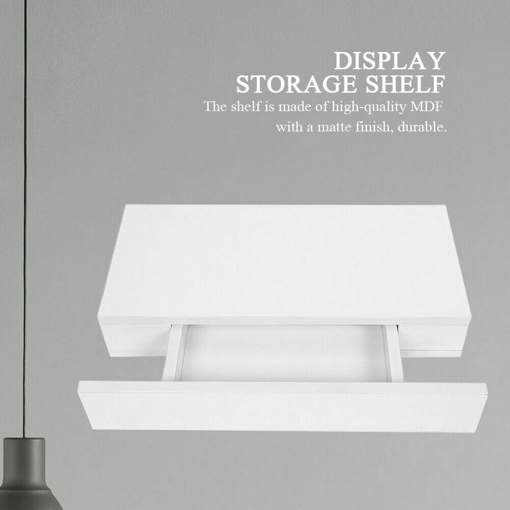 Wall Mounted Shelf 1 Drawer Floating Bedside Table Shelf Cabinet Nightstand Rack