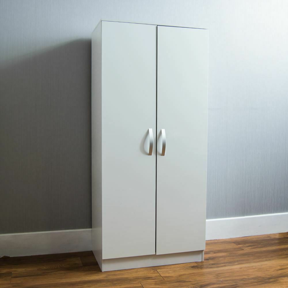 Wardrobe 2 Door Wood High Gloss Bedroom Clothes Storage Furniture