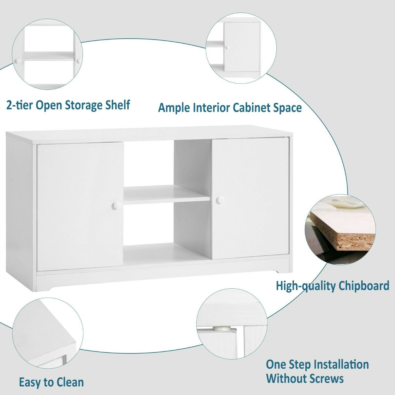 Modern Unit Wooden TV Cabinet Stand Unit Table With Shelves Cupboard Furniture