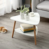 2 Tier Triangle Coffee Table with Solid Wood Legs Living Room Furniture Modern