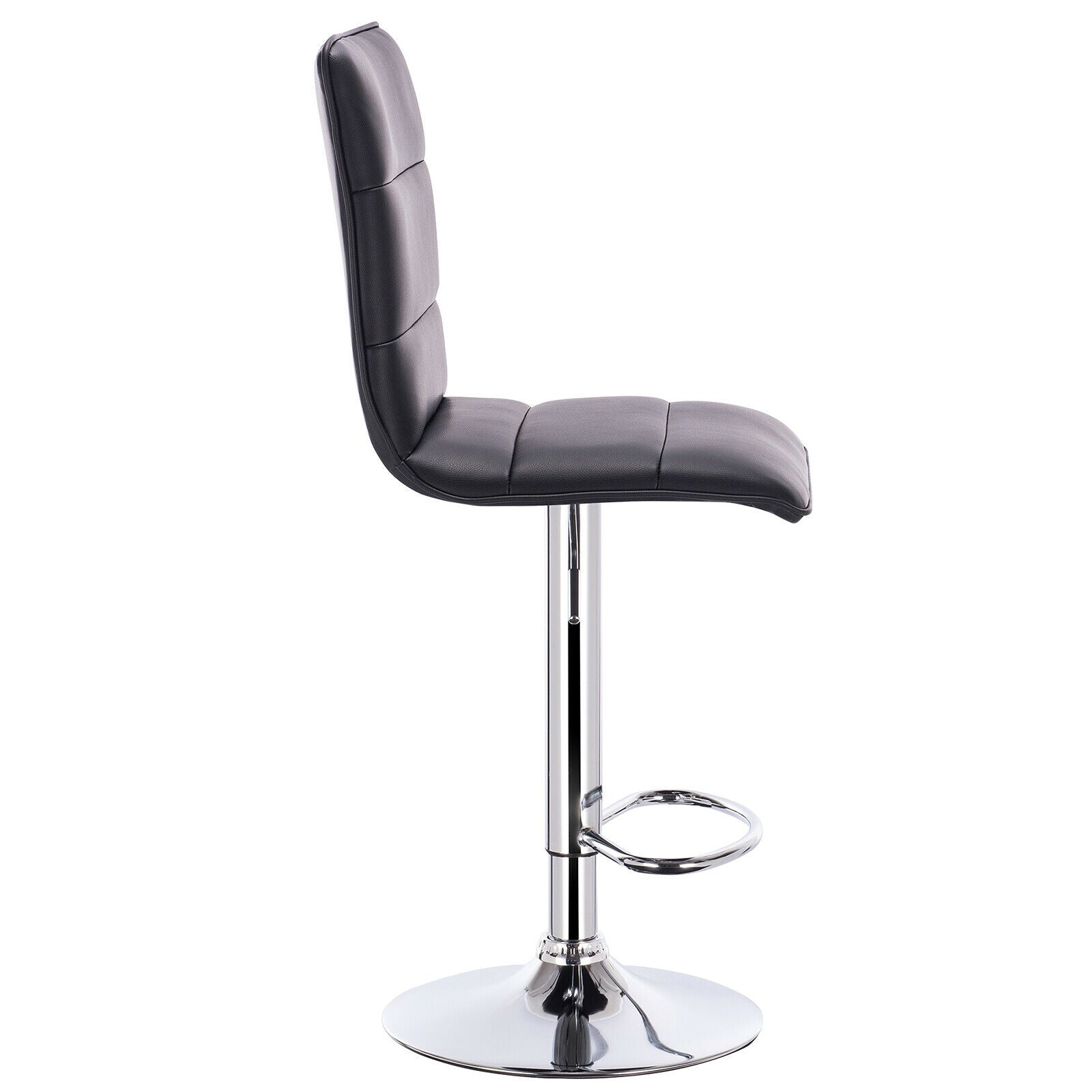 Bar Stool Faux Leather Adjustable Breakfast Chair Swivel Gas Lift Kitchen Black