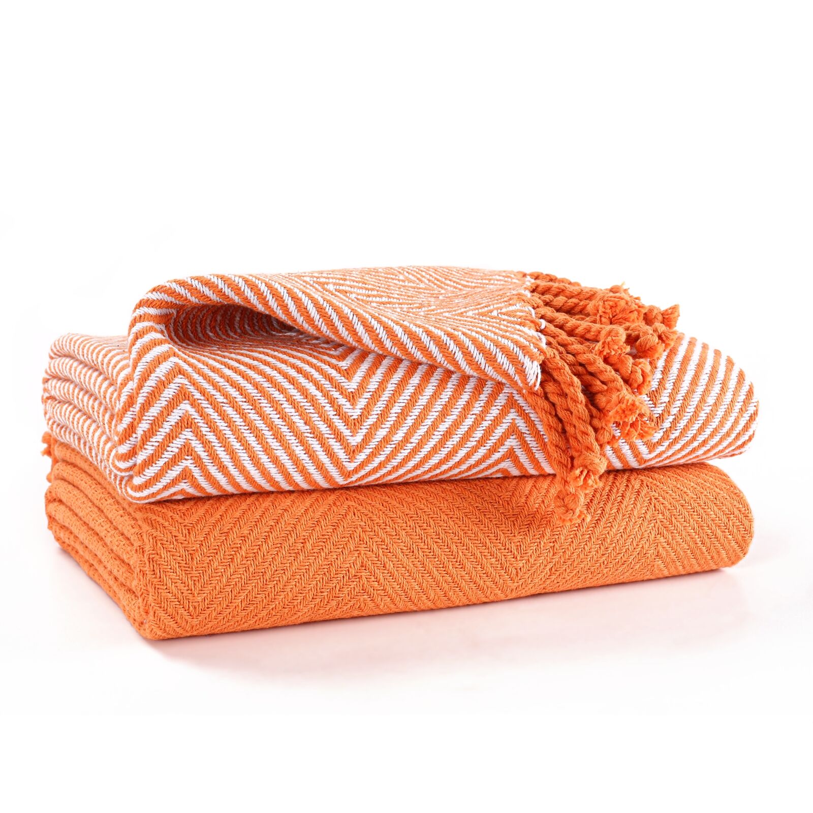 Luxury Pack of 2 Cotton Complimenting Throws for Sofa Blanket,125x 150cms-Single